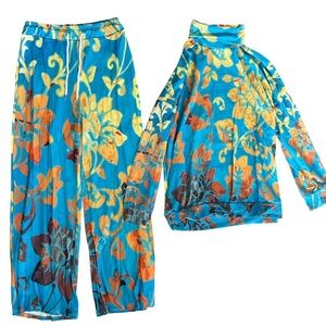 Floral Blue and Orange Women's Sweatshirt